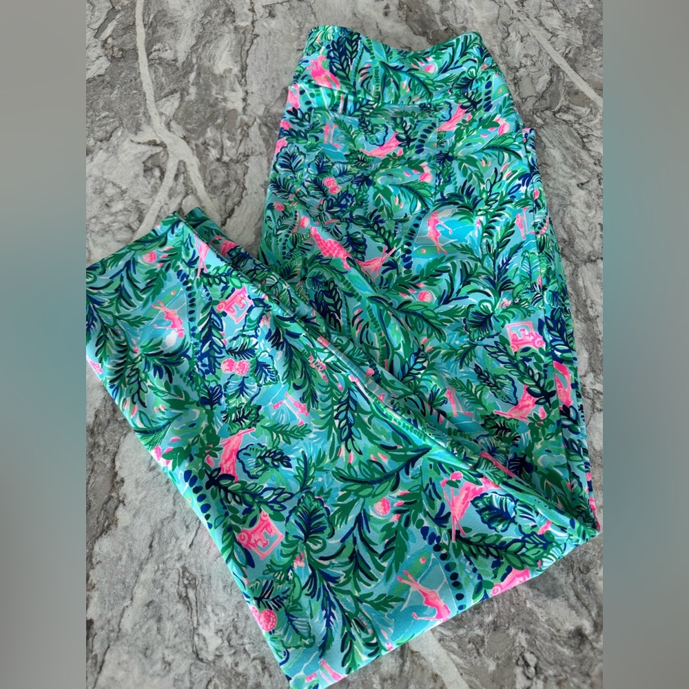 Lilly Pulitzer Luxletic Corso Pull On Golf Pants in Par Fection Print Size 14 - Picture 3 of 10